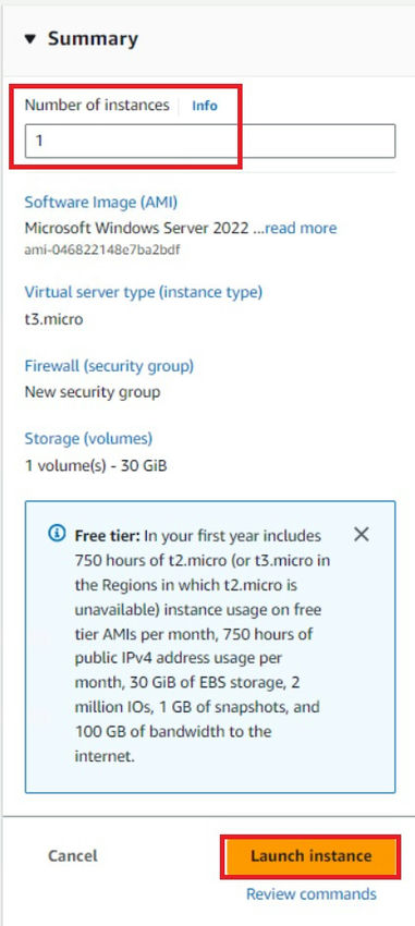  Launch instance button